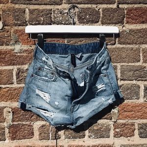 Distressed Denim Jean Shorts
